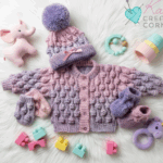 Baby girls cardigan, Hat, Booties and mittens set