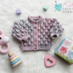 Baby girls cardigan, Hat, Booties and mittens set