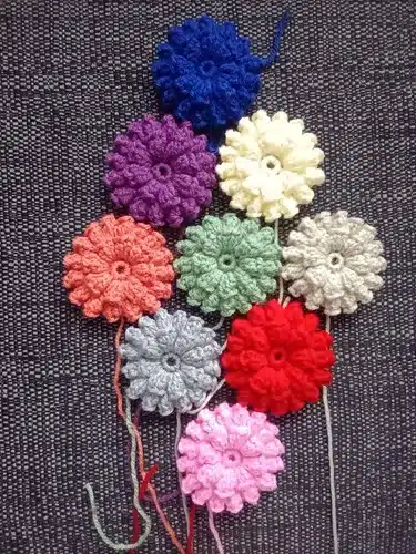 🌼 9 Applique Handmade Hand Crochet Flowers Mixed Assorted Colours 7.5cm/3ins 🌼 - main product image