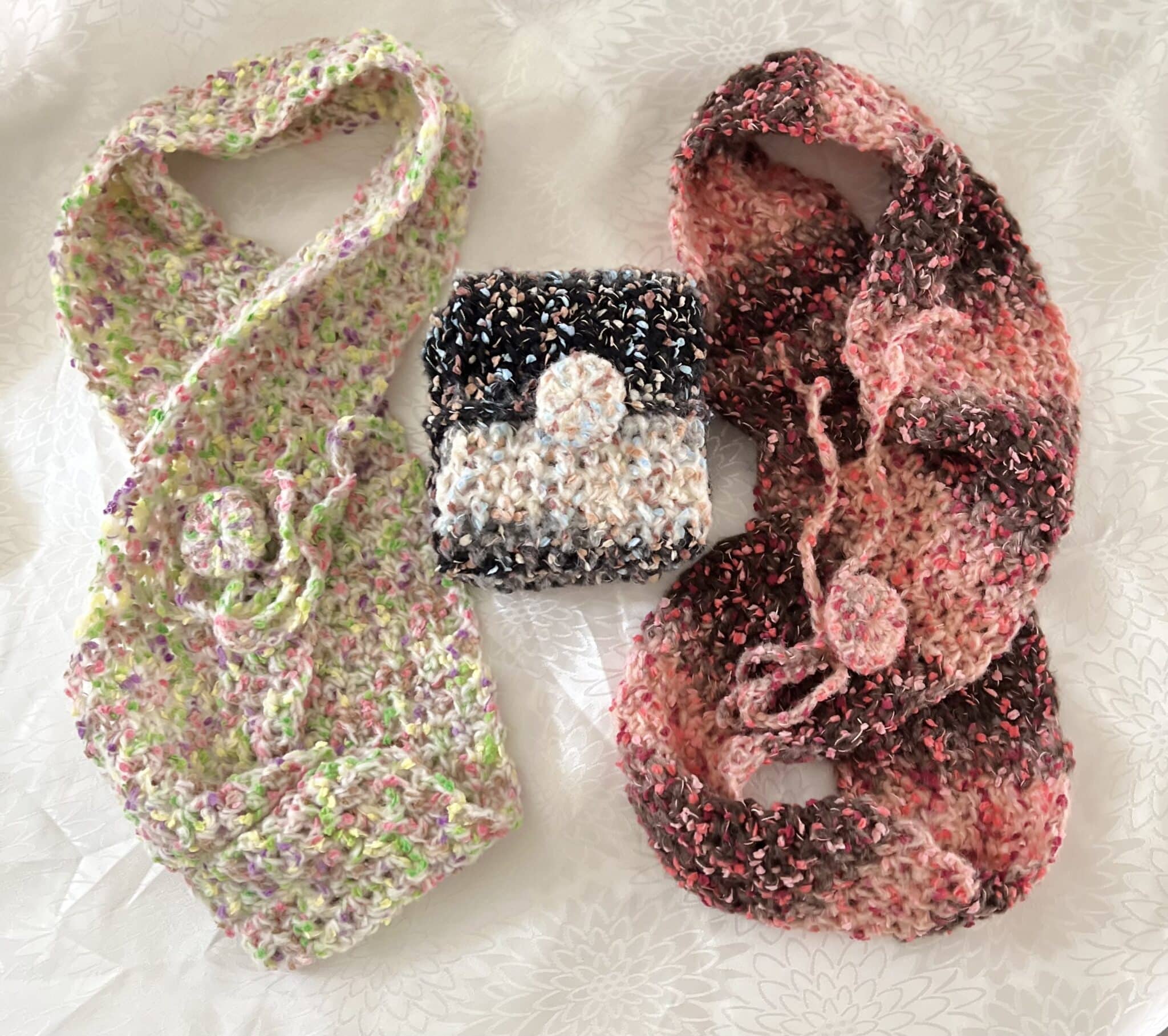 Merino/alpaca blend crochet infinity scarves - main product image