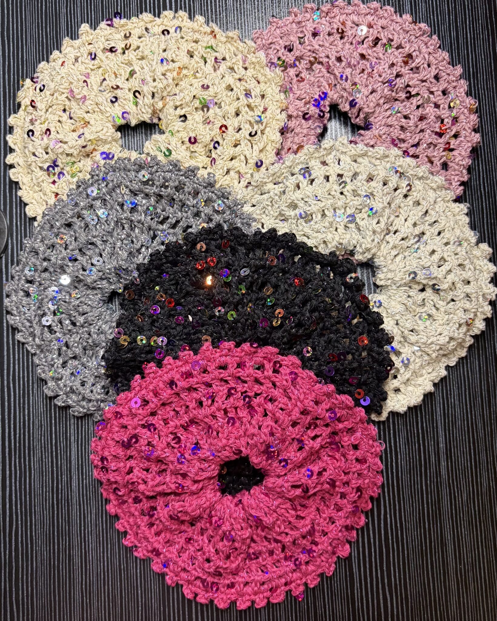 Crochet sequins hair scrunchies - main product image