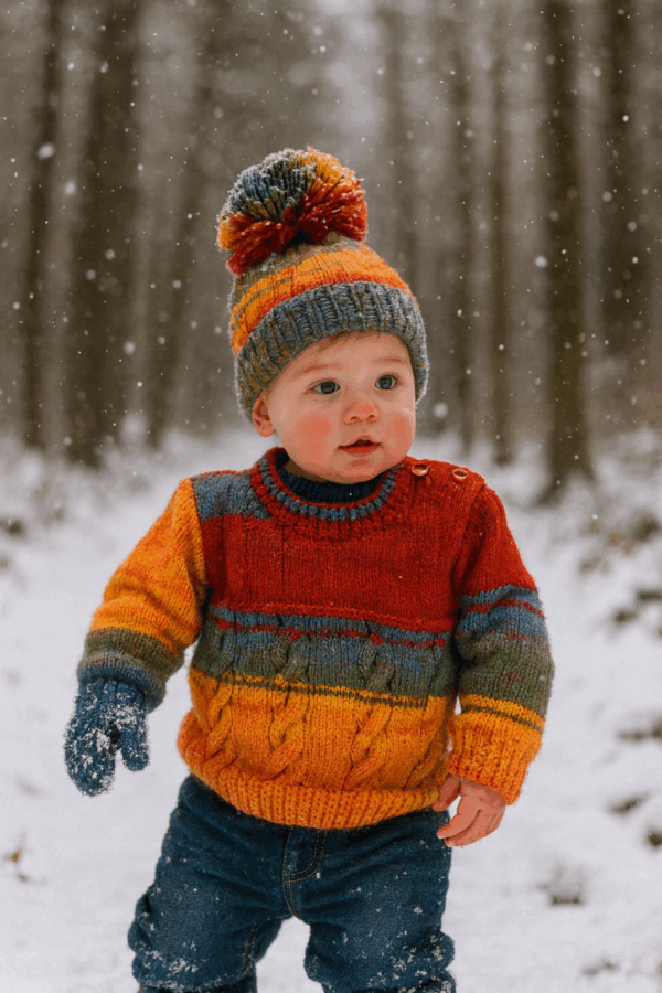 Hand-Knitted Sweater and Hat~Autumn Shades~9-12 months - product image 2