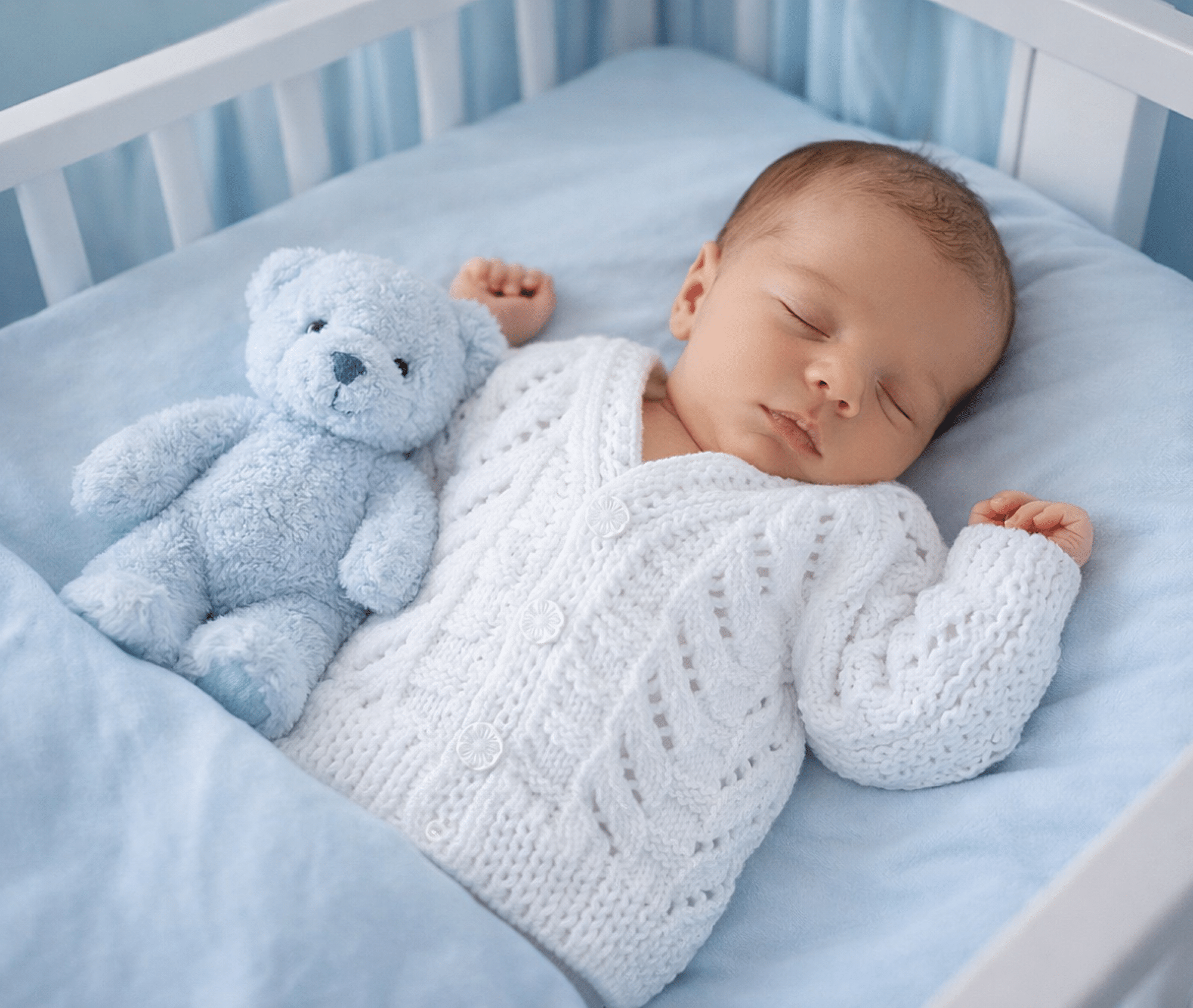 Hand-Knitted Baby Cardigan~White~0-3 months - main product image