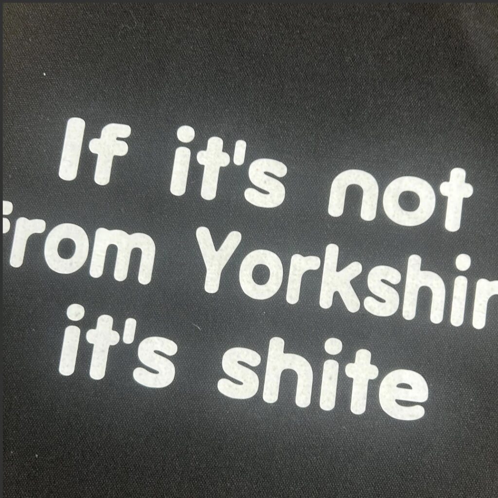 Yorkshire Slogan Black Tote Bag, Yorkshire Gift
