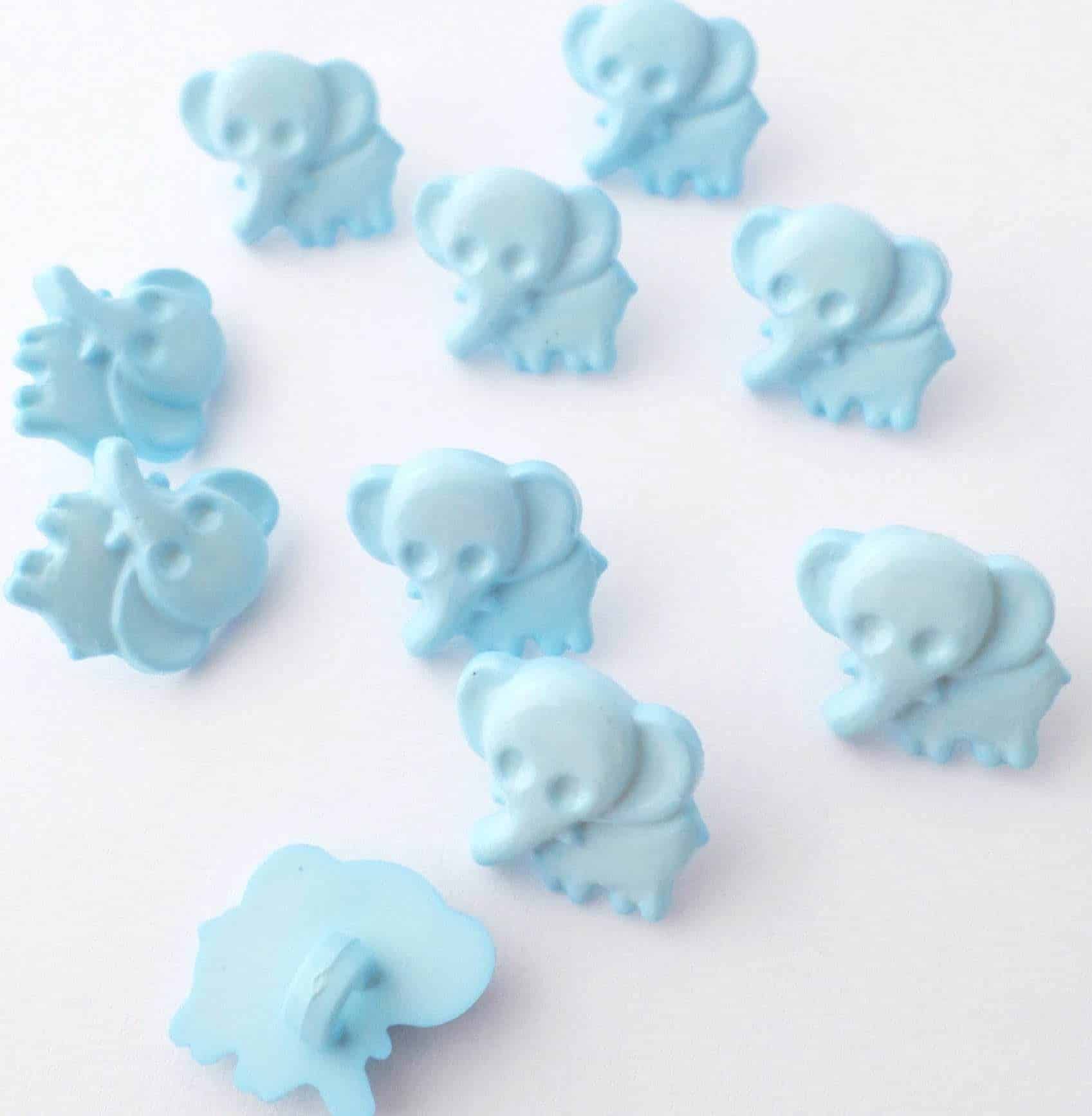 Blue baby elephant buttons - main product image