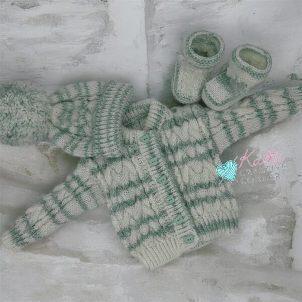 Hand knitted Unisex Baby cardigan, Hat and Booties - main product image
