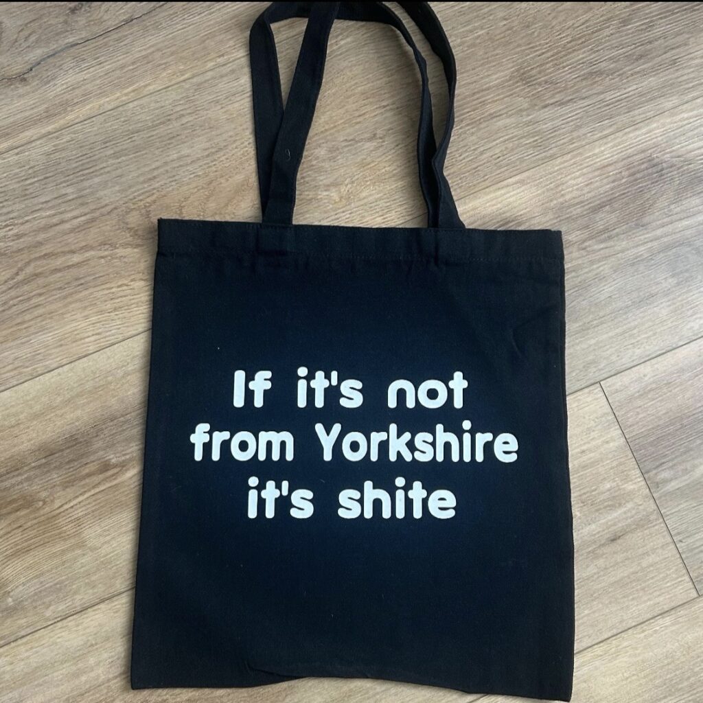 Yorkshire Slogan Black Tote Bag, Yorkshire Gift