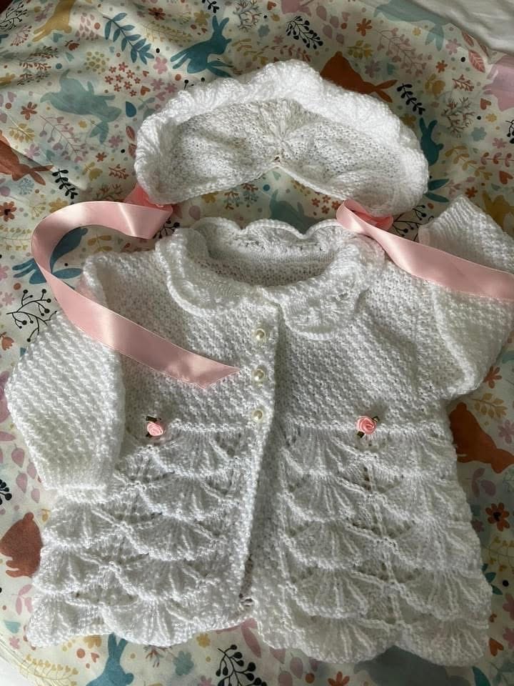 Baby Lacy matinee coat and bonnet - main product image
