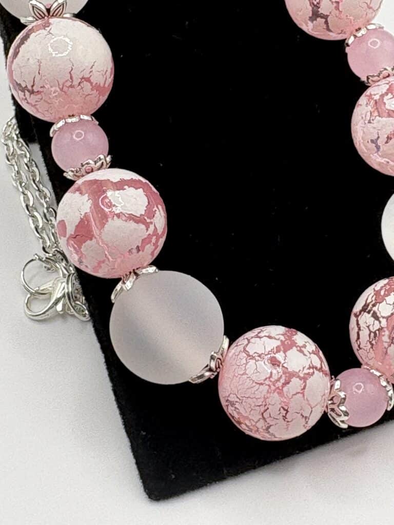 Pink & White Crackle Necklace