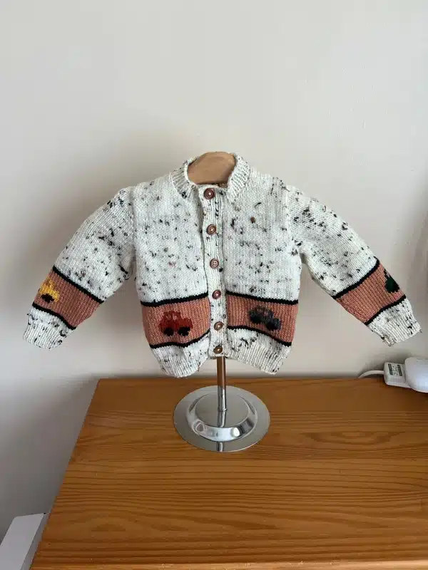 Hand Knitted Car Cardigan – Size 22″ chest ( approx 12 to 24 months) - main product image