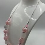 Pink & White Crackle Necklace