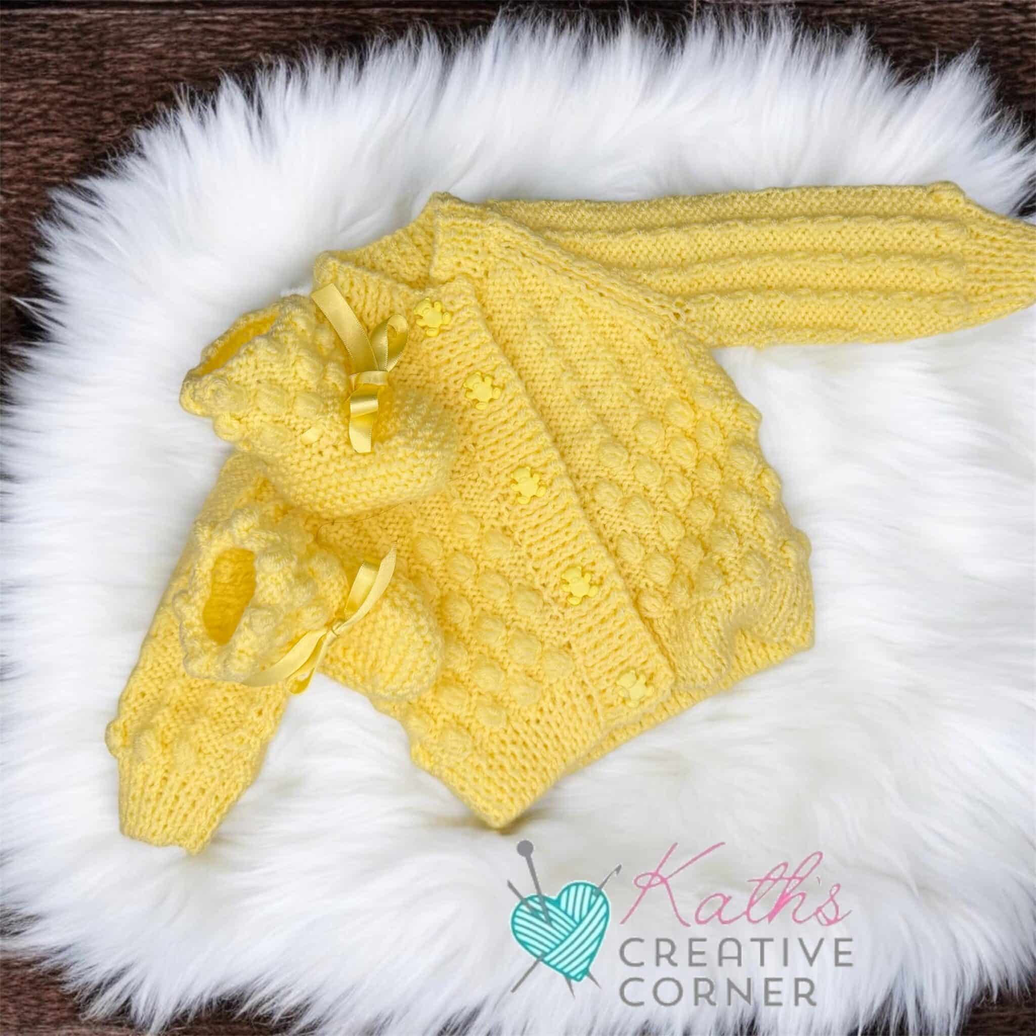 Hand knitted baby cardigan and booties - main product image