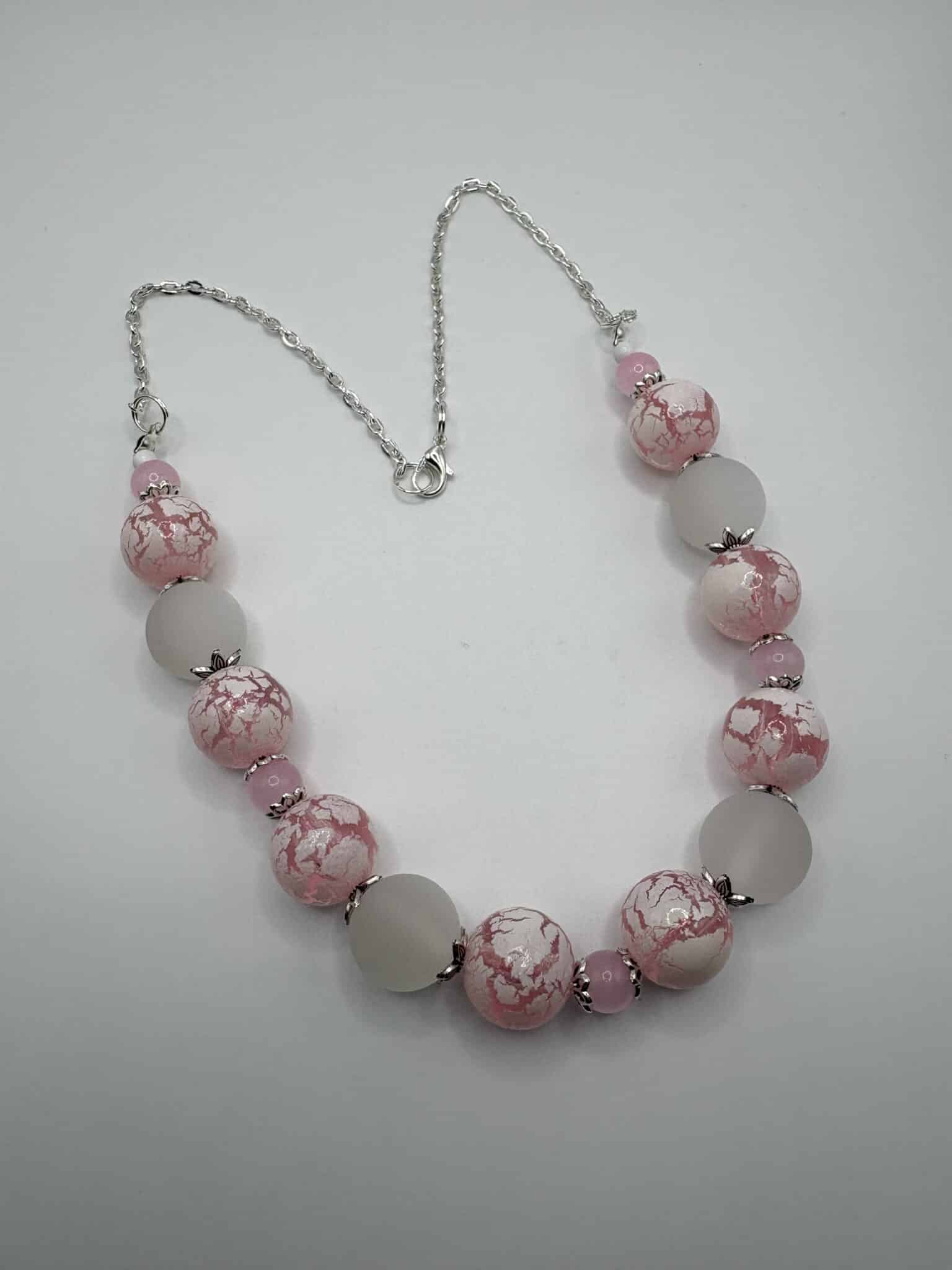 Pink & White Crackle Necklace - main product image