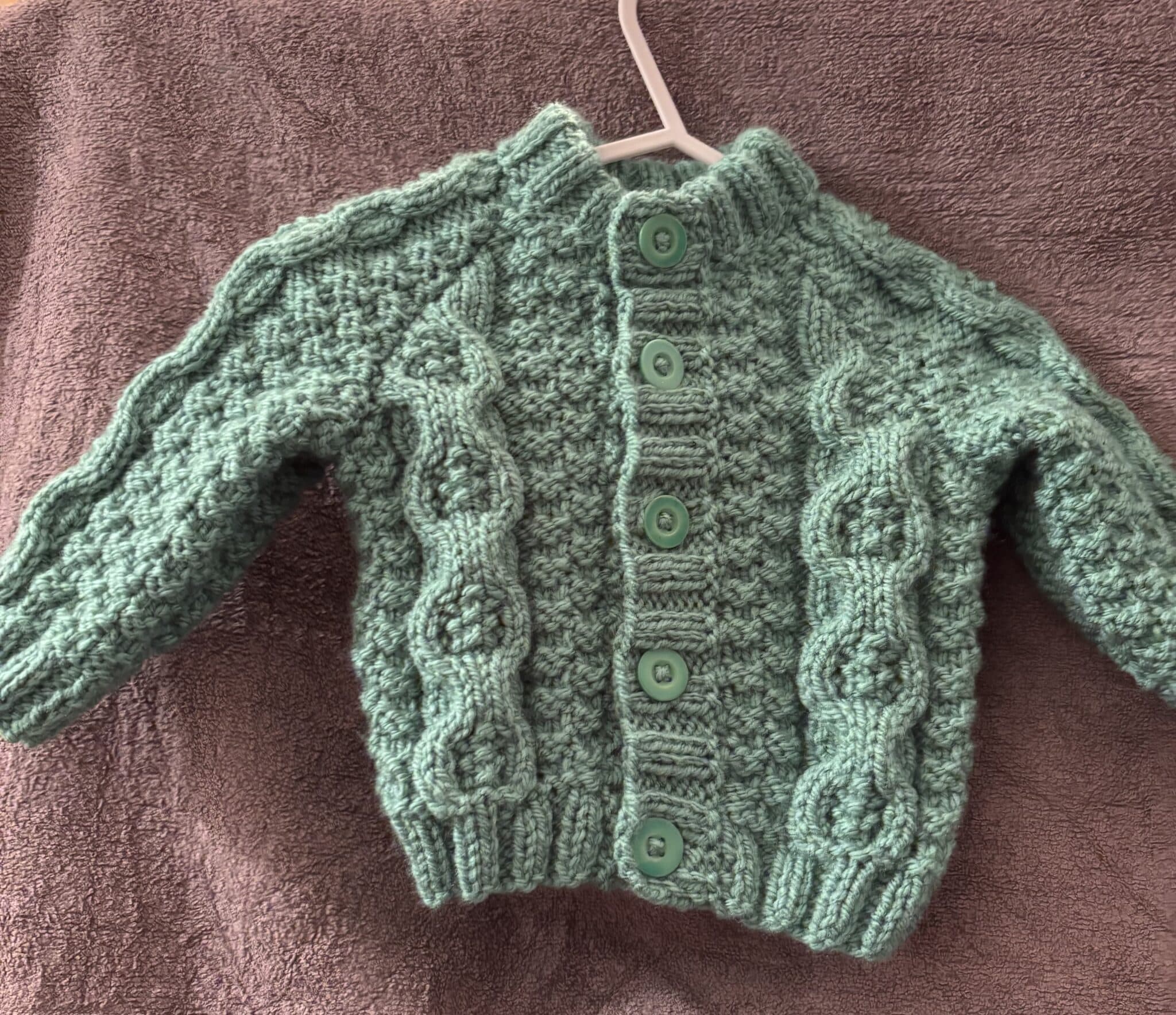 Hand Knitted Aran Cardigan 0-3 months - main product image