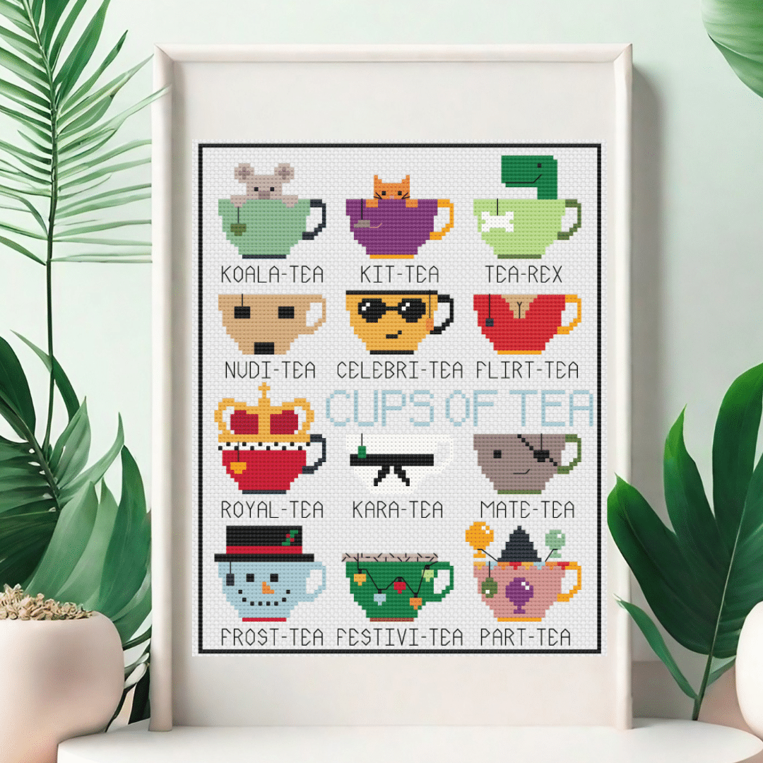 Different Teas Cross Stitch Pattern - main product image