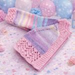 Hand knitted baby girls pink and lilac cardigan