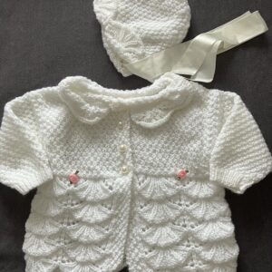 Baby Lacy matinee coat and bonnet