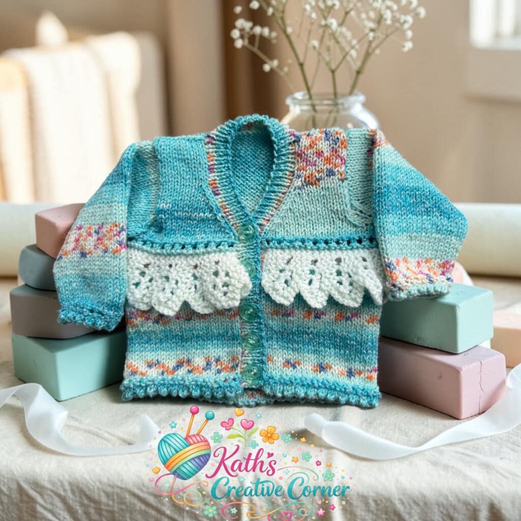 Hand knitted baby cardigan