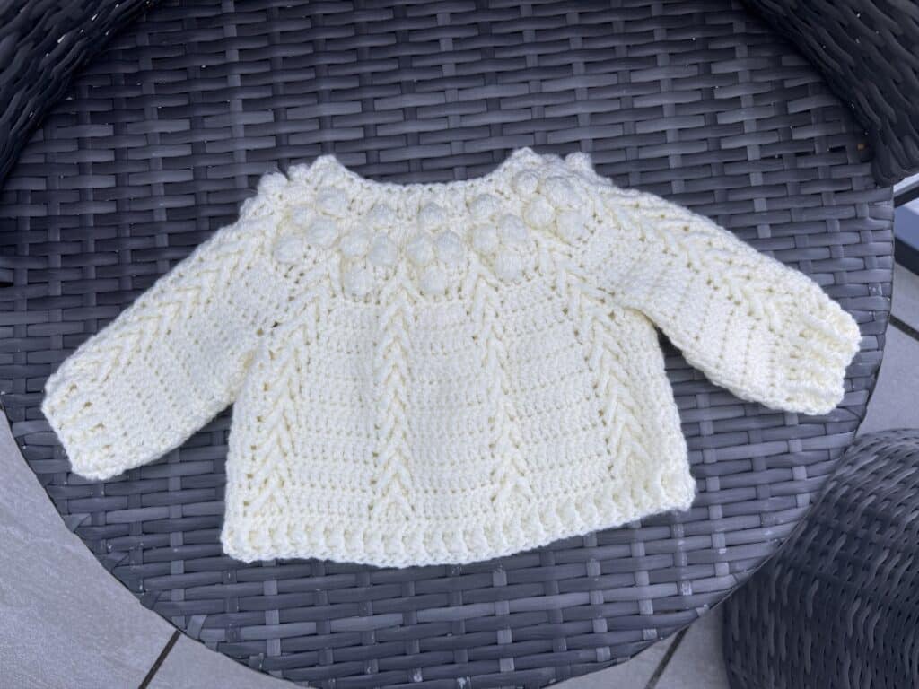 Hand Crocheted cream bobbles jacket