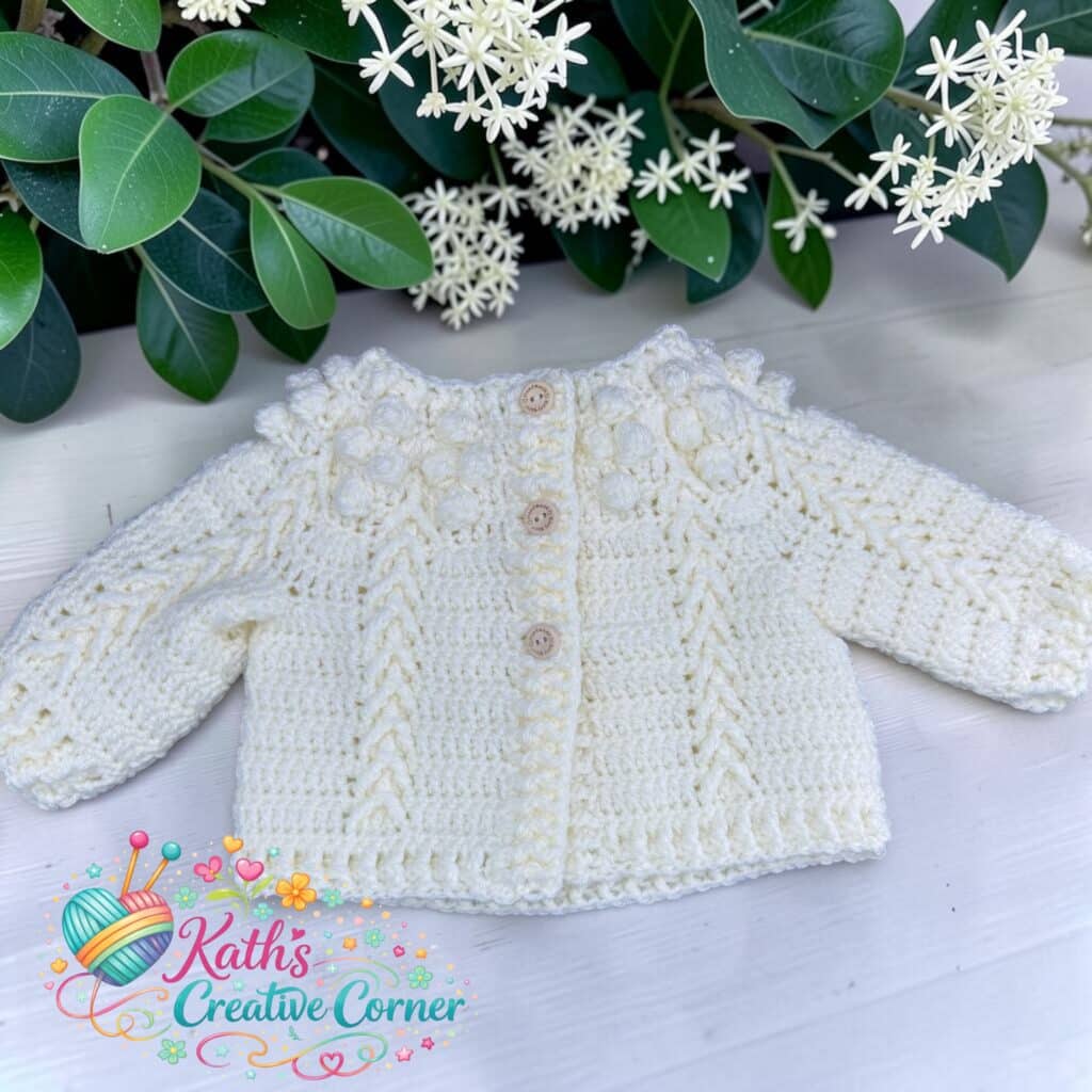 Hand Crocheted cream bobbles jacket
