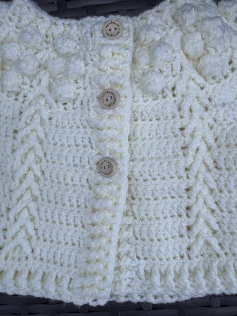 Hand Crocheted cream bobbles jacket