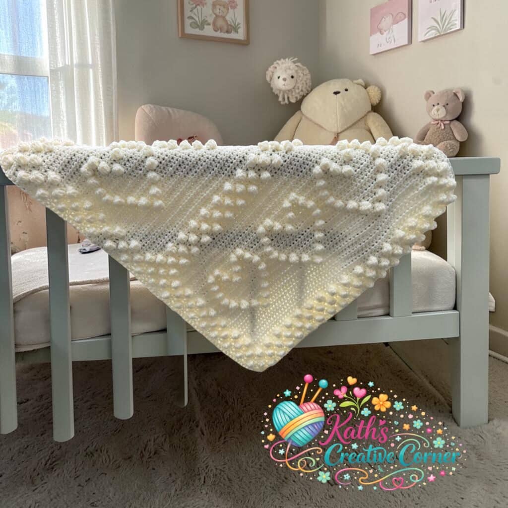 Hand Crocheted cream baby blanket