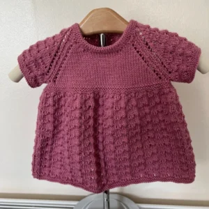 Hand knitted girls pink dress chest 20” (6-9 months approx)