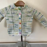 Hand knitted multicoloured pattern cardigan size 20” chest (6-12months) – new