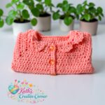 Hand Crocheted Baby girls cardigan with lacey collar