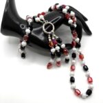 Black/Red/White Necklace & Bracelet Set