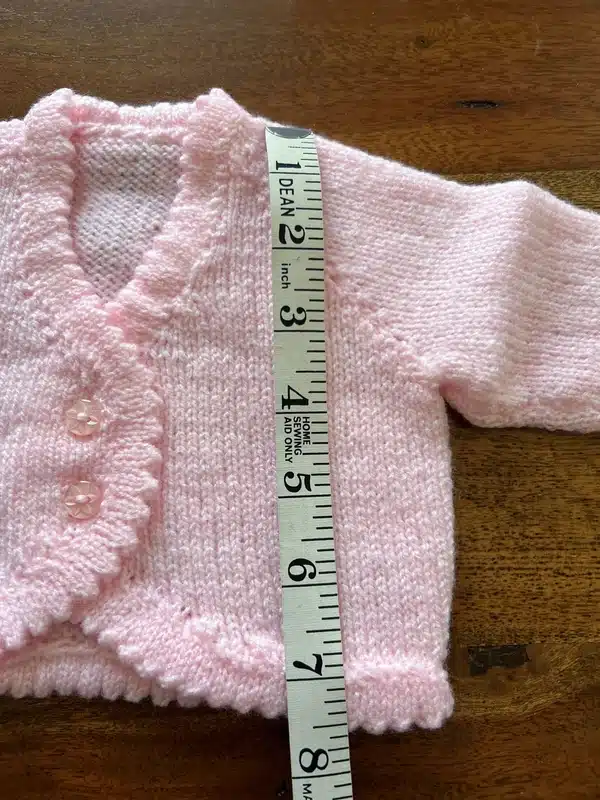 Hand Knitted Pink cardigan – 16″ Chest (0 – 3 months)