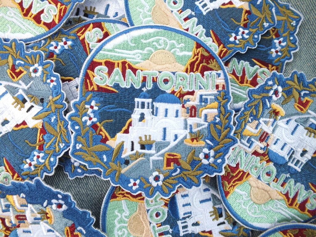 Santorini Blue Dome Iron On Patch