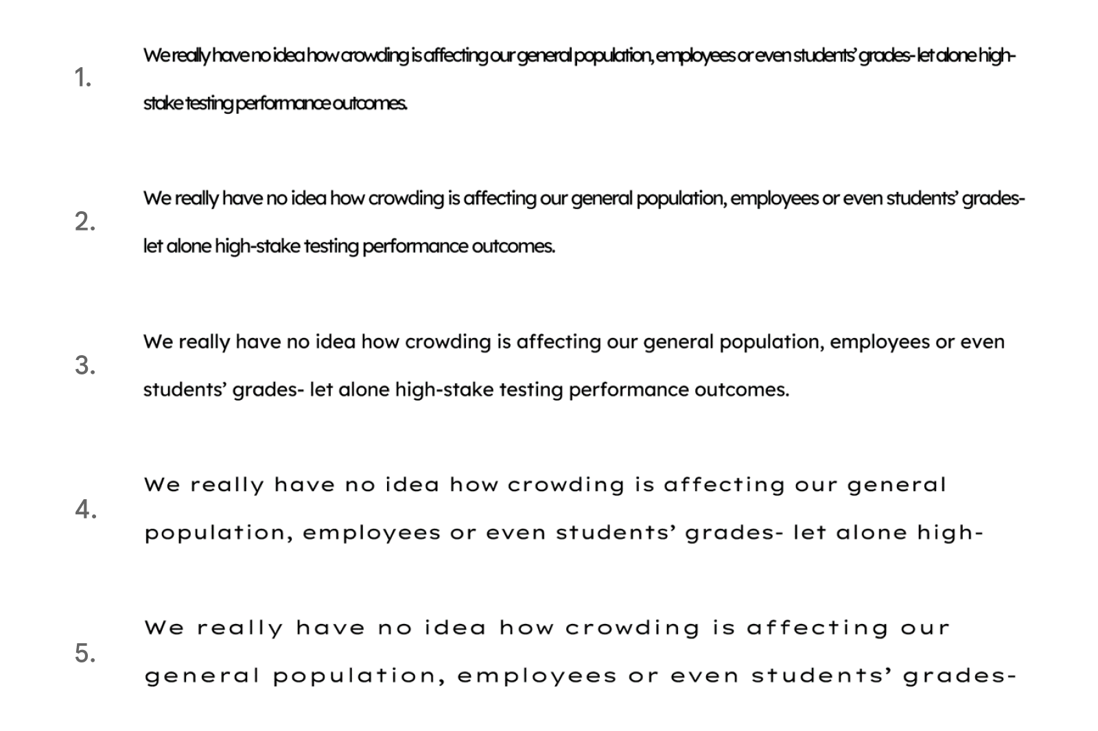 Sentence about crowding