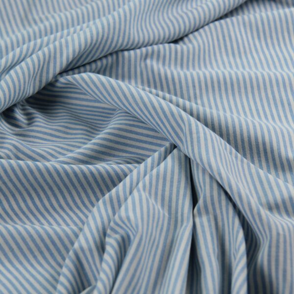 Coton viscose rayure bleue