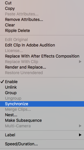 Snyc audio aligns clips for you so you can edit faster