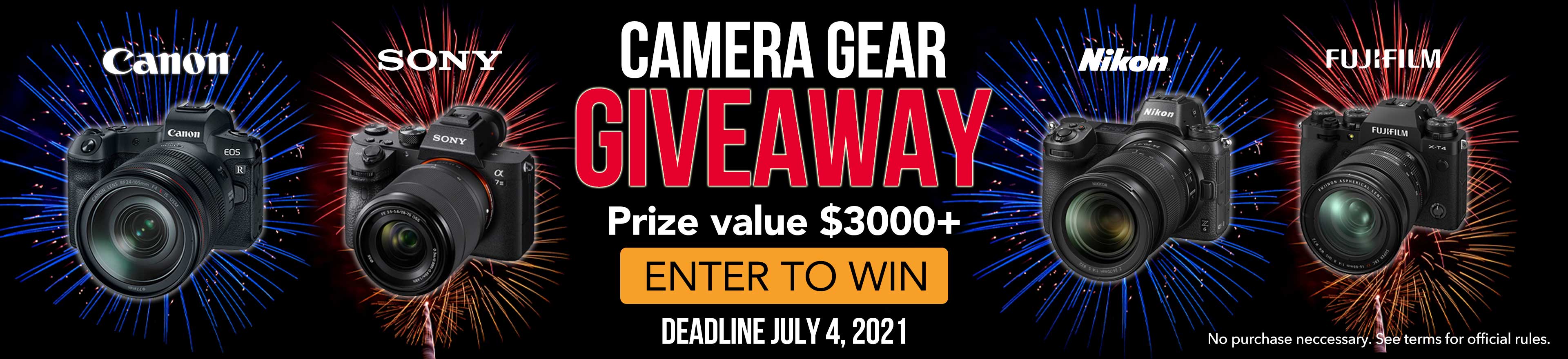 Camera Giveaway canon sony nikon fujifilm