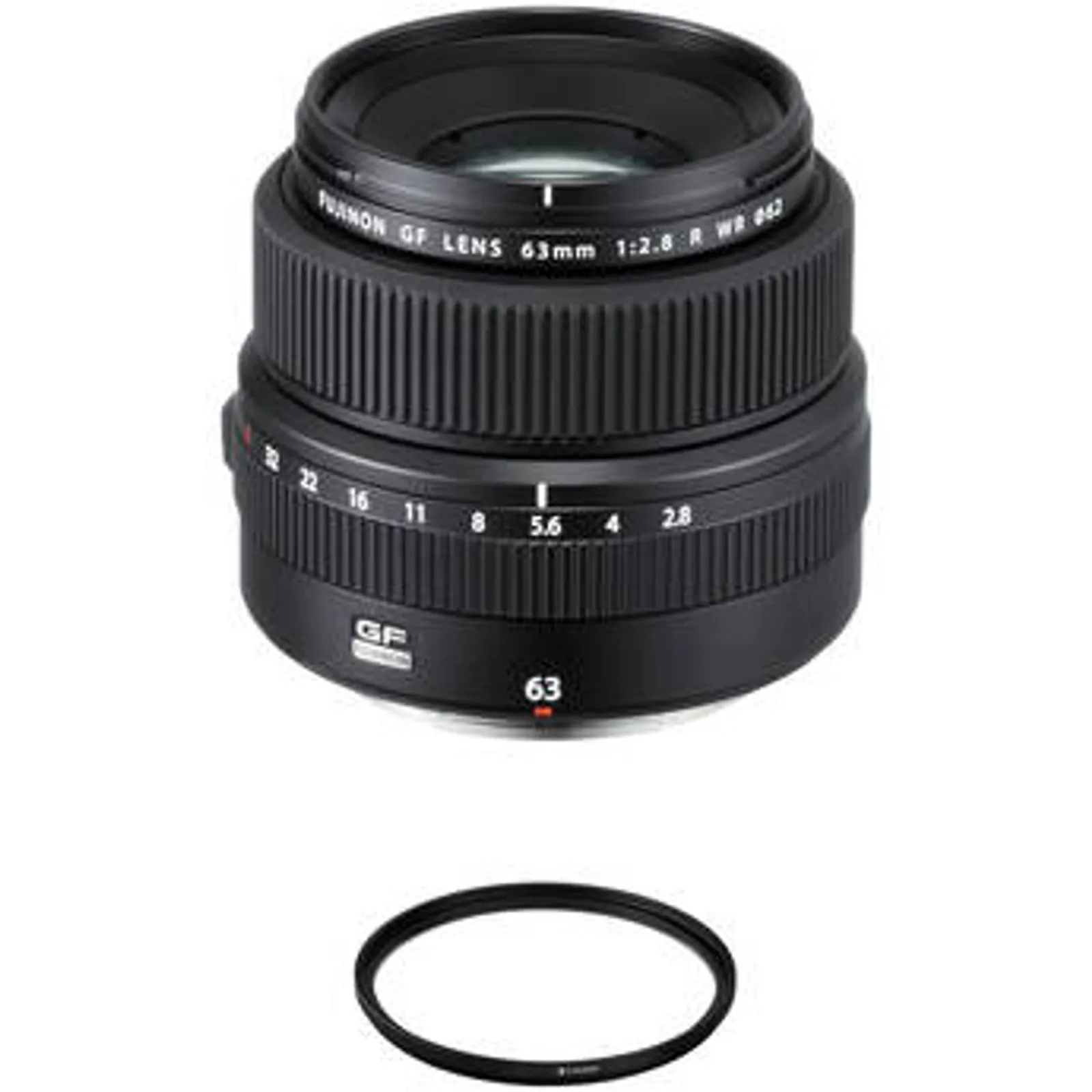 FUJIFILM GF 63mm f/2.8 R WR Standard Lens and UV Filter Bundle