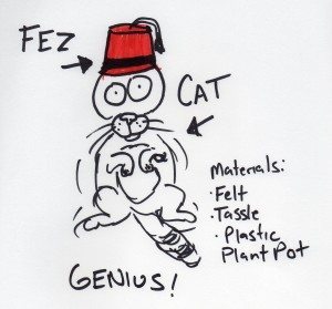 Its a fez..for a cat! Can also be combined with a tiny smoking pipe.