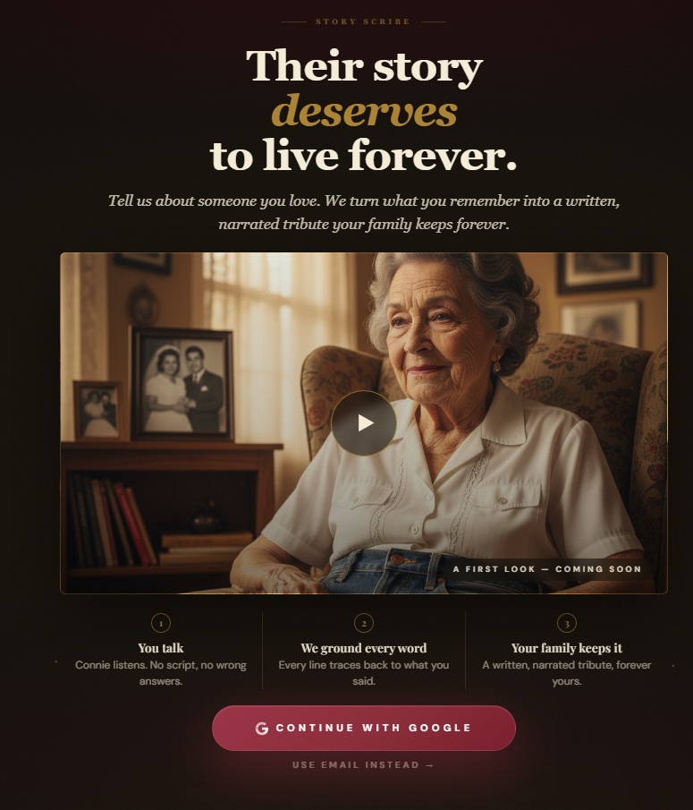 Story Scribe product intro screen