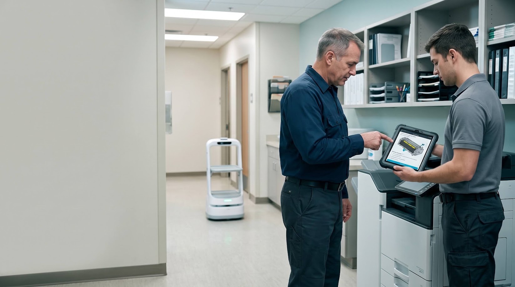 Field service context: dealer manuals, error codes, and operational memory ready for the next call