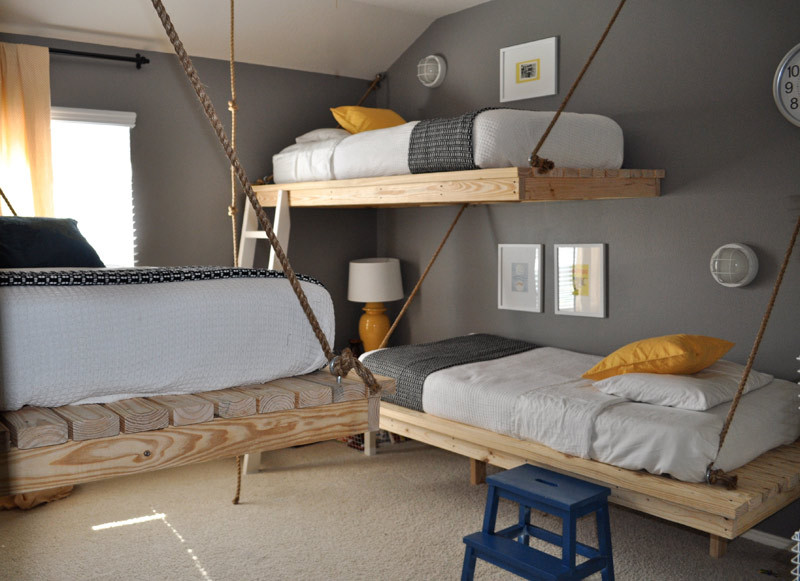A Trio of Hanging Beds For A Room Shared By Three Apartment Therapy