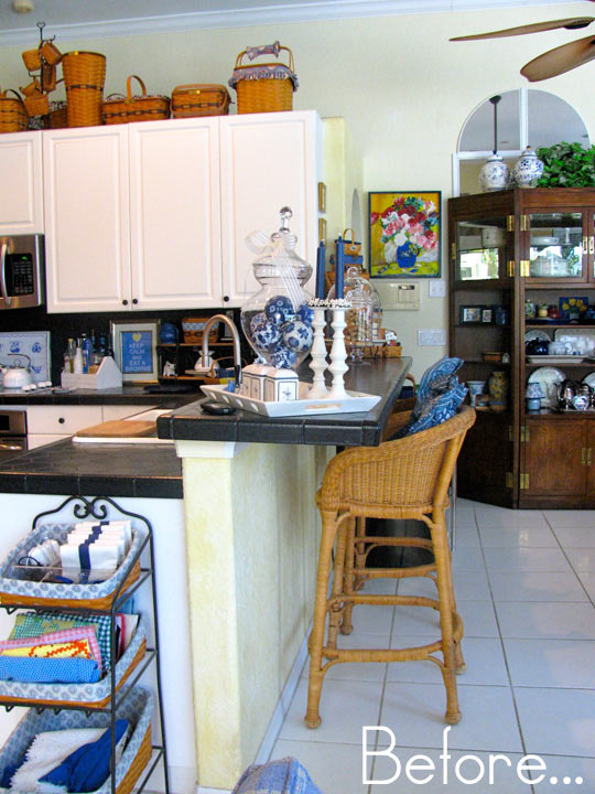 breakfast bar with storage and stools