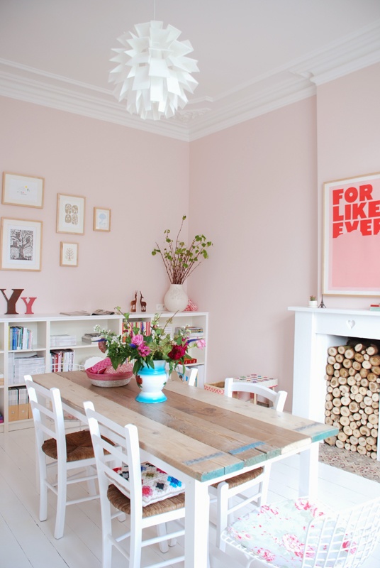 light pink painted walls