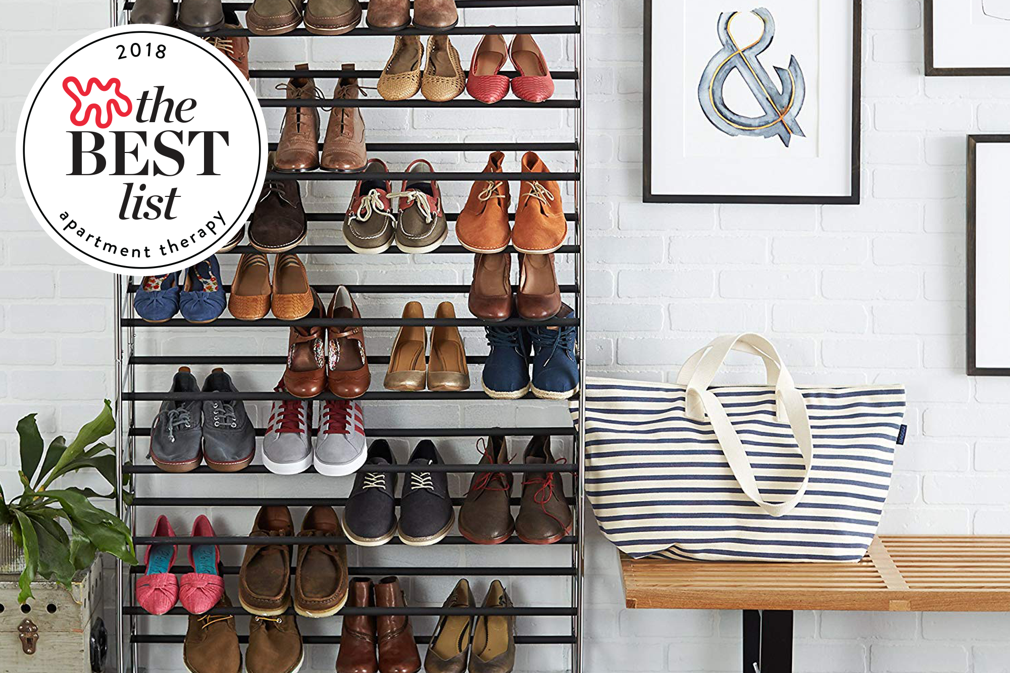 shoe rack in bedroom