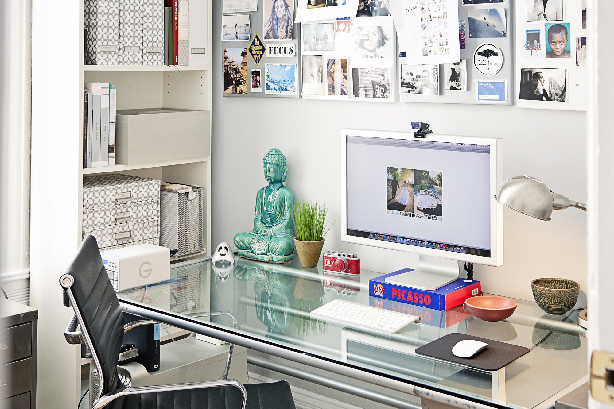 Tips Needed. other than getting another basket for my side (left) how can I  improve baby proofing our desk area. when have no TV, just matching  mirrored desks in living room. 