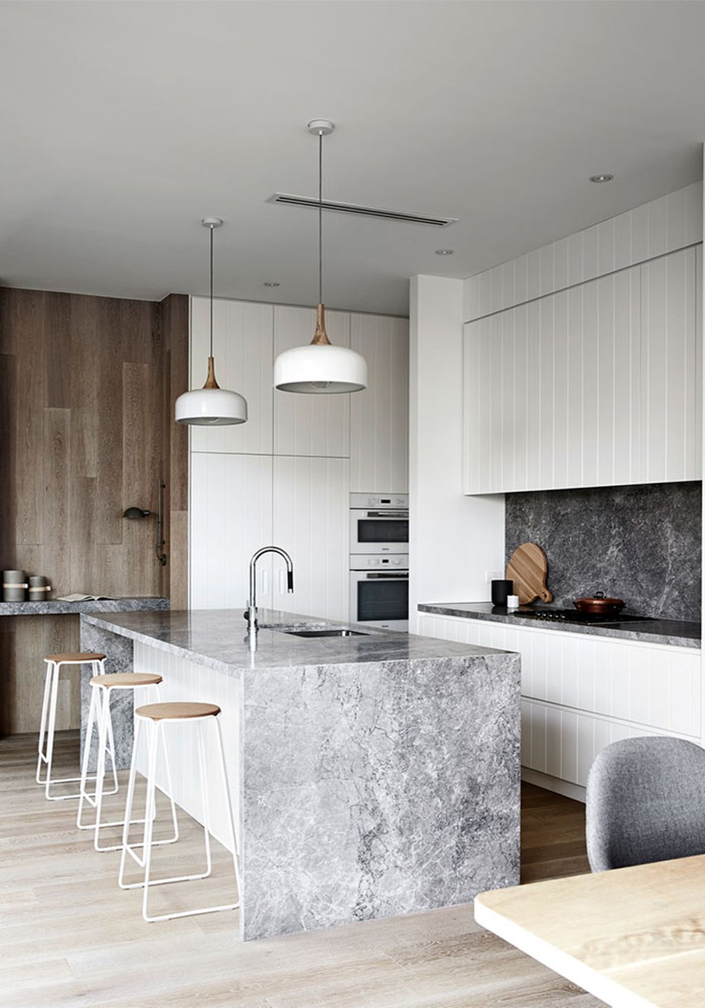 Modern White Marble Kitchen Island 