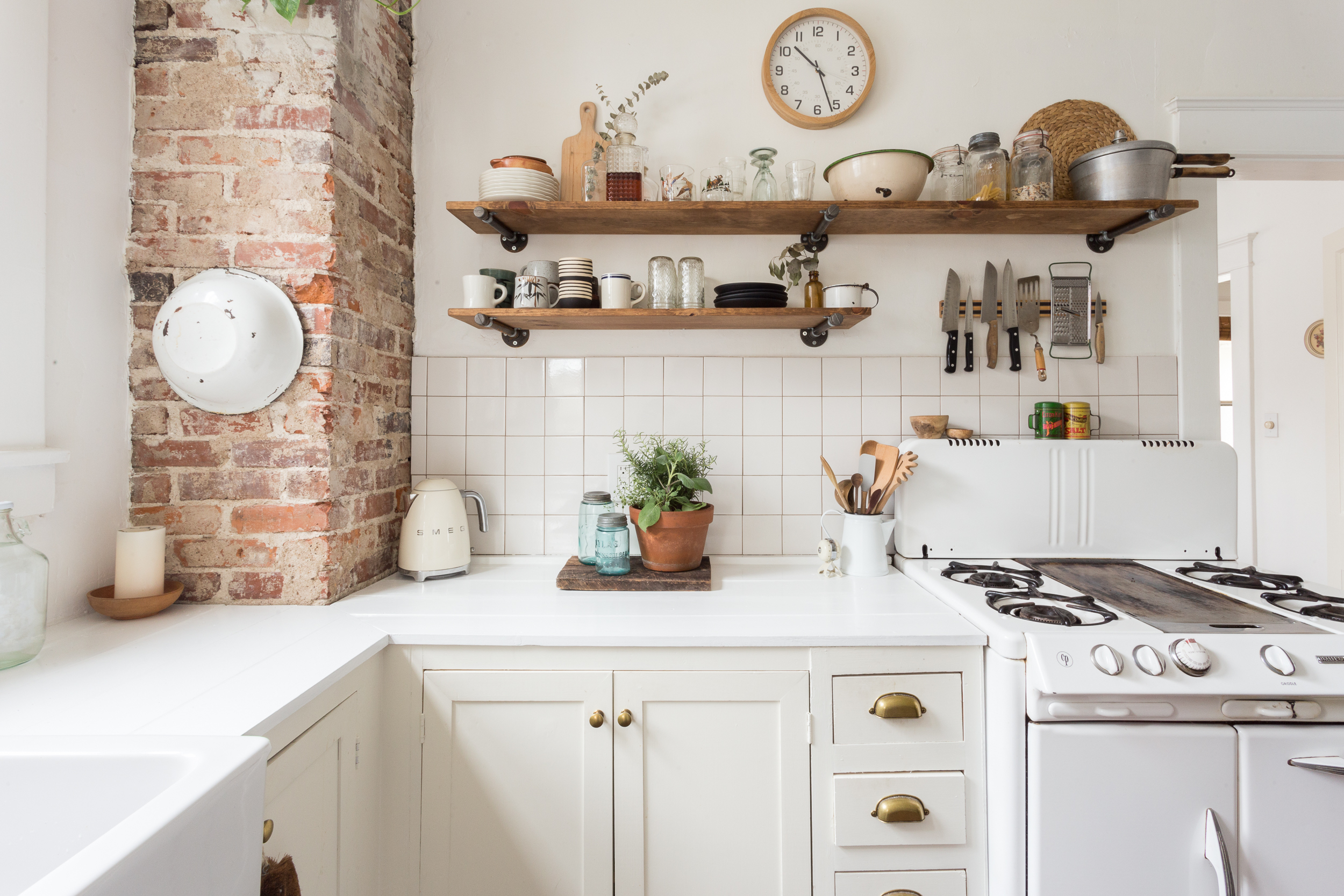 perfect kitchen accessory, a classic glass tea kettle sits atop