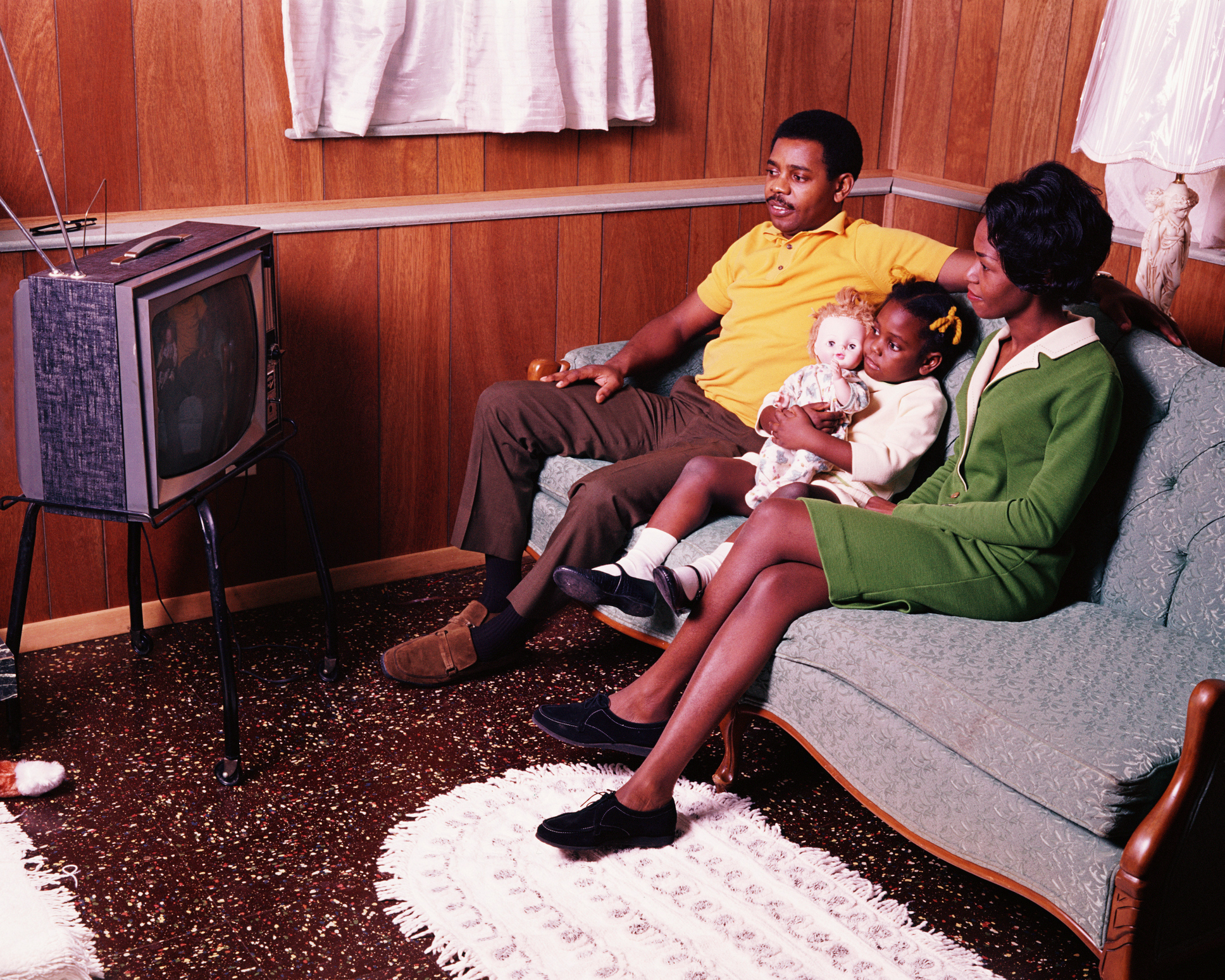 family watching tv 1960s