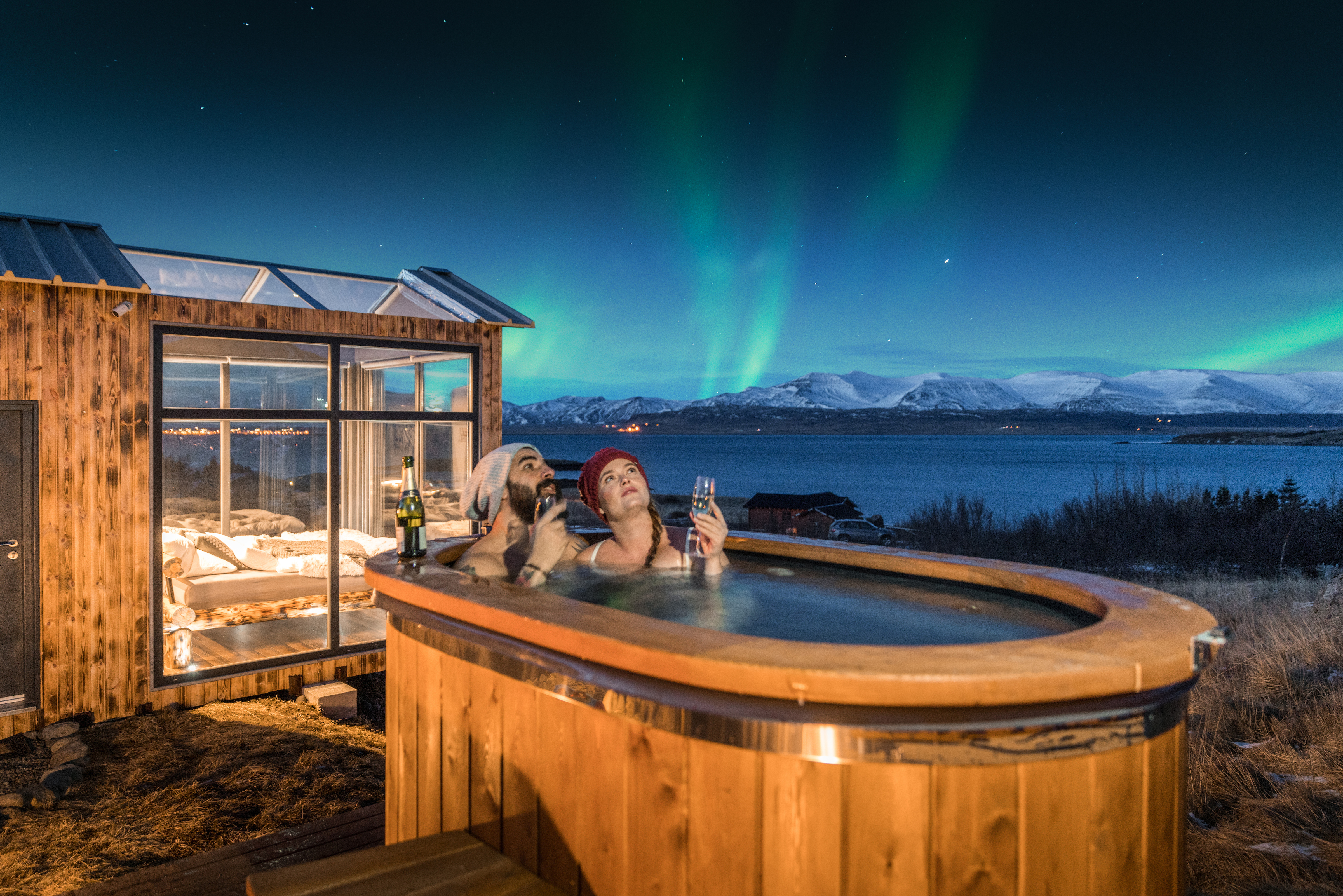 Tiny House Cabin Hotel Glass Roof Iceland Northern Lights