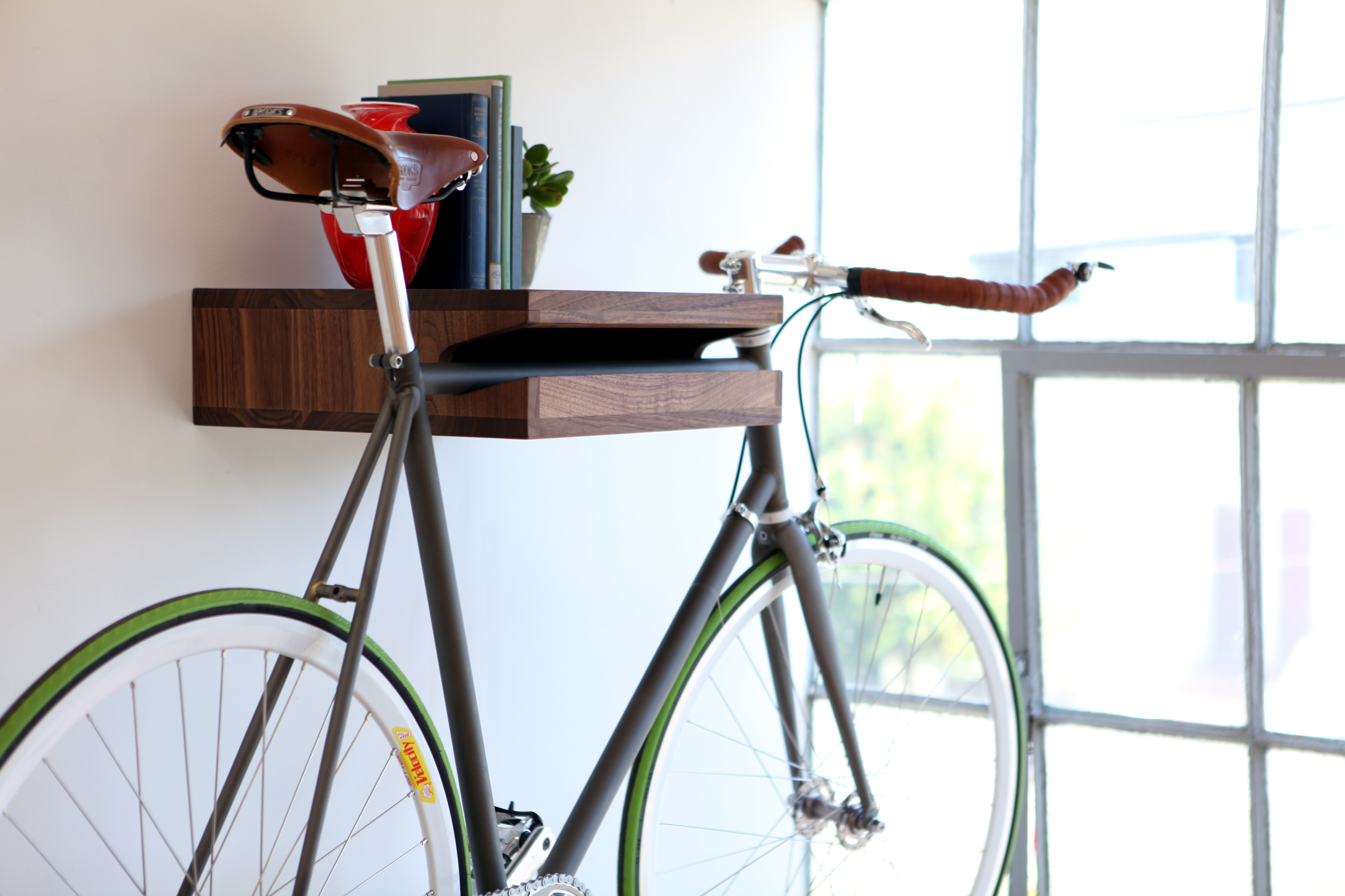 cb2 wood bike storage